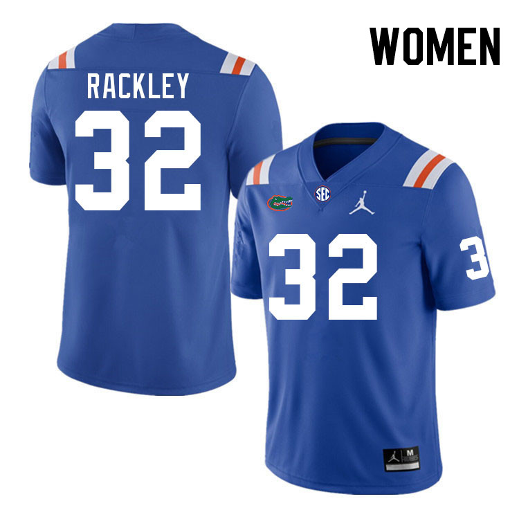Women #32 Cahron Rackley Florida Gators College Football Jerseys Stitched-Retro